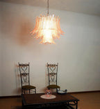 Aurora Chandelier Pink Leaf Glass Layered Graceful Luxury