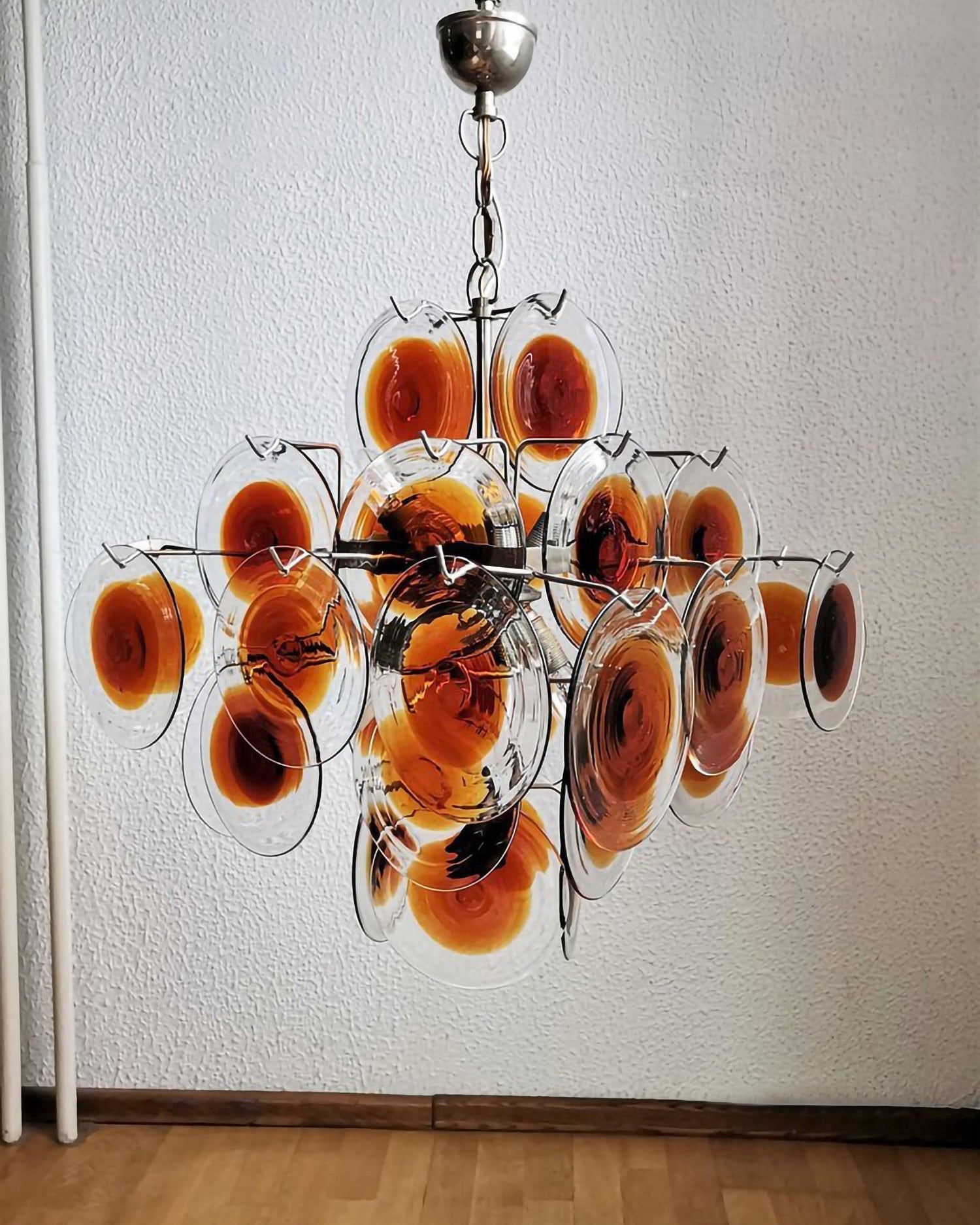 Aurora Chandelier Murano Glass Disc Mid Century