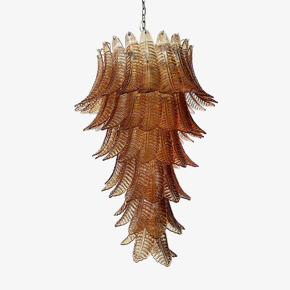 Aurora Chandelier Amber Glass Leaf Layered Statement Artistic