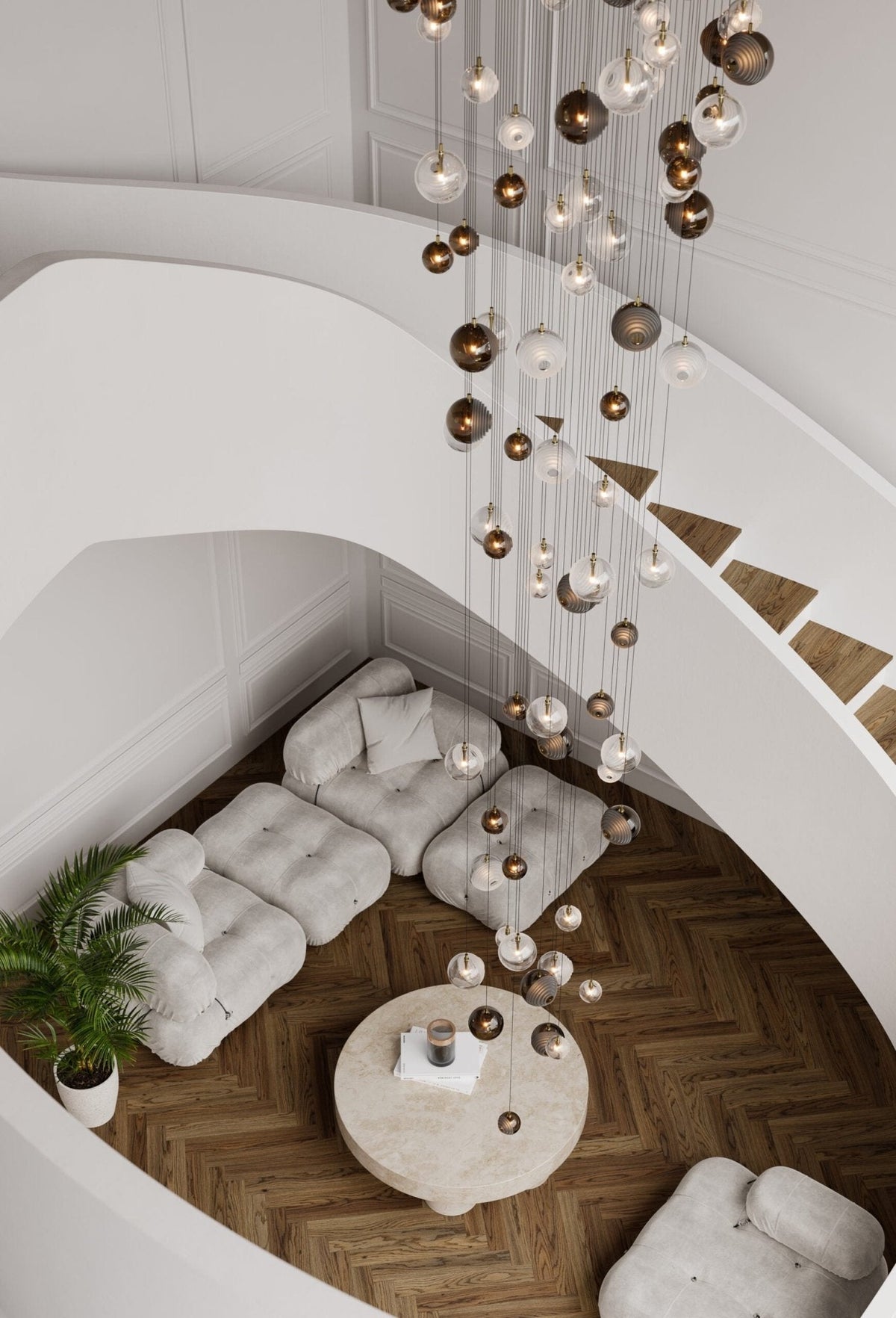 Cascade Modern Metal & Glass Chandelier