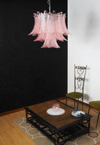 Aurora Chandelier Pink Leaf Glass Layered Graceful Luxury