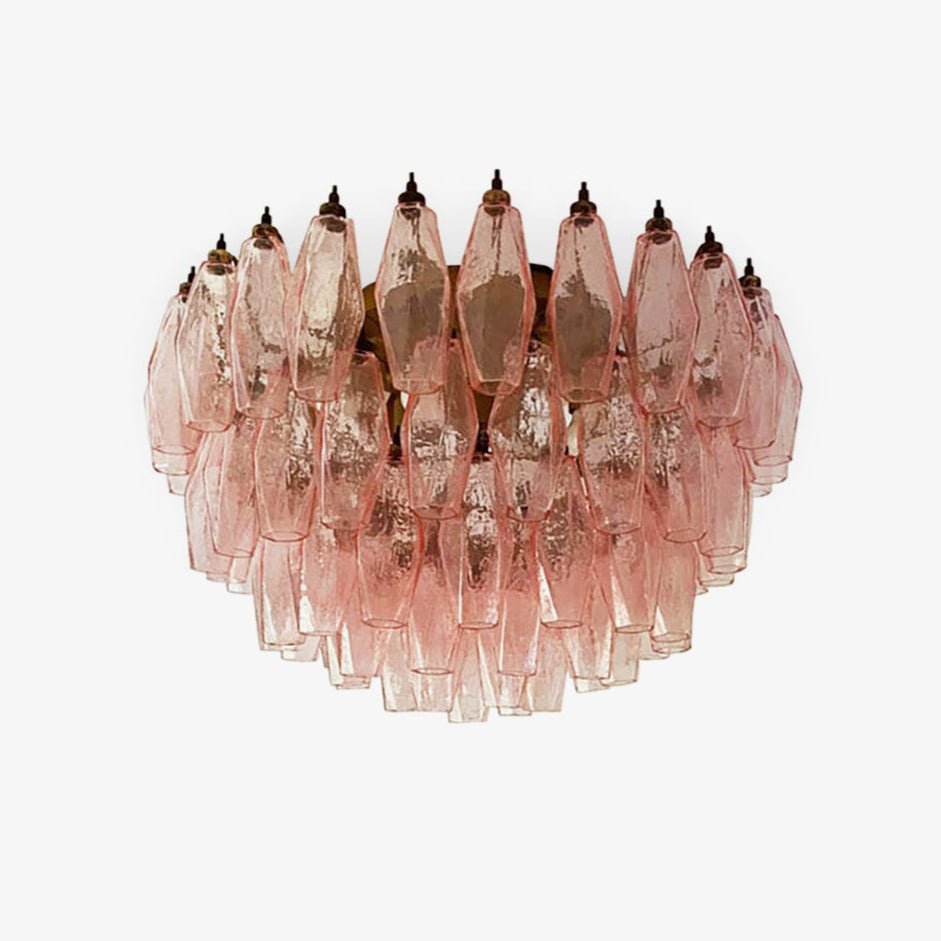 Aurora Ceiling Lamp Pink Rhombus Glass Layered Vintage Elegance