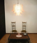 Aurora Chandelier Pink Leaf Glass Layered Graceful Luxury