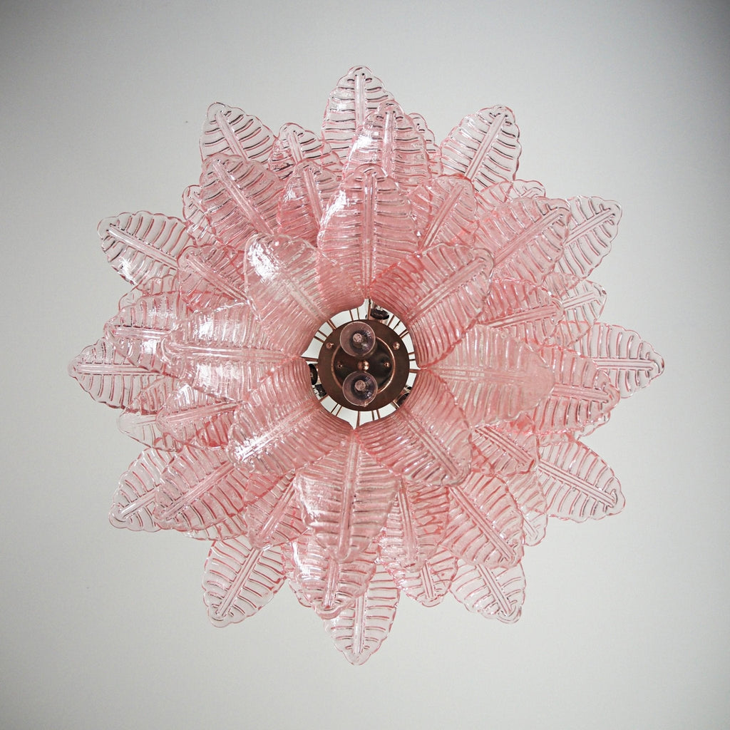 Aurora Chandelier Pink Leaf Glass Layered Graceful Luxury