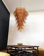 Aurora Chandelier Amber Glass Leaf Layered Statement Artistic