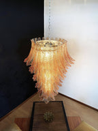Aurora Chandelier Amber Glass Leaf Layered Statement Artistic