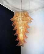 Aurora Chandelier Amber Glass Leaf Layered Statement Artistic