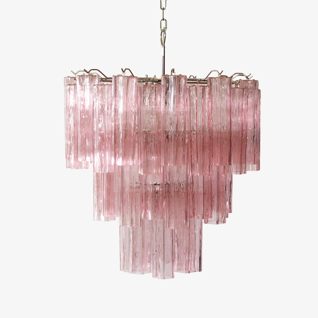 Aurora Chandelier Pink Glass Tubes Layered Modern
