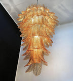 Aurora Chandelier Amber Glass Leaf Layered Statement Artistic