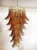 Aurora Chandelier Amber Glass Leaf Layered Statement Artistic