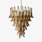 Aurora Chandelier Amber Glass Petals Layered Luxury
