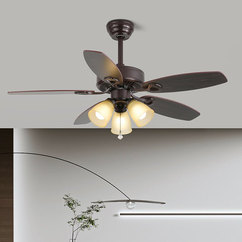 Lily Vintage Wood Ceiling Fan Light