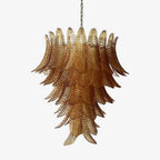 Aurora Chandelier Amber Murano Glass Leaves Layered