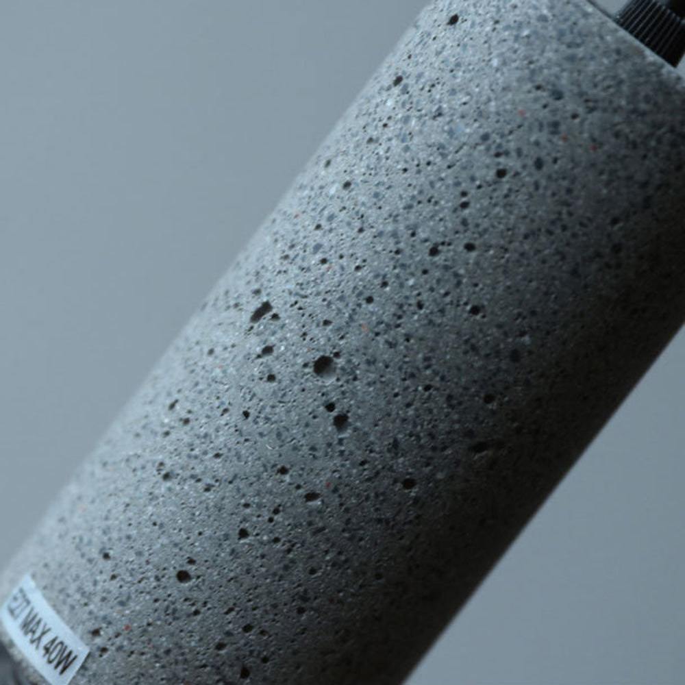 Arisha Industrial Cylindrical Pendant Light, Cement  Wabi-Sabi