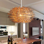 Muto Wooden Bird Ritta Rattan Pendant Light Wood