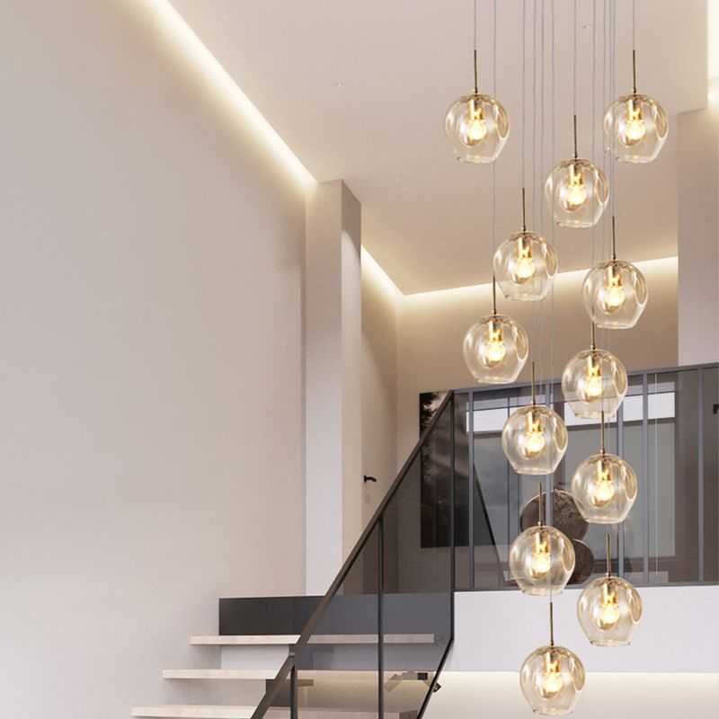 Valentina Modern Ball Glass Chandelier Living Room Staircase