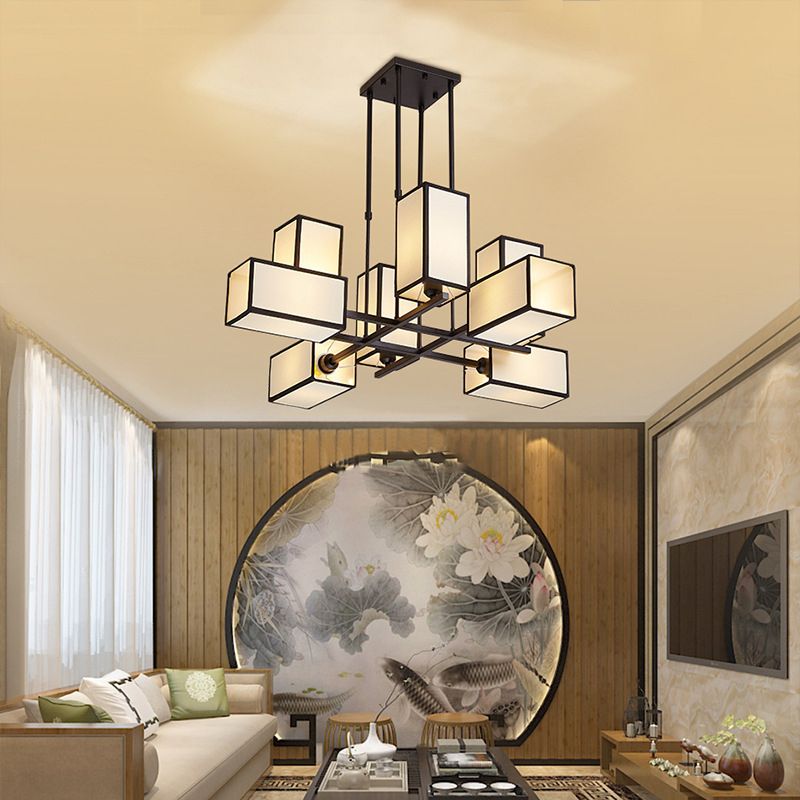 Arisha Pendant Light Square Retro Fabric Living Room
