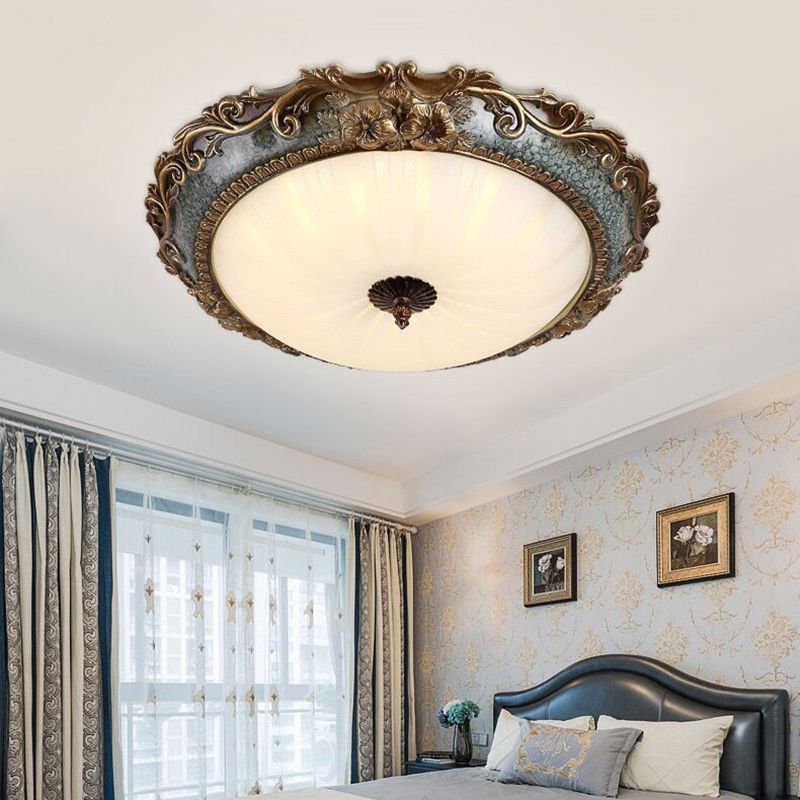 Tiffany Flush Mount Ceiling Light, Brass/Resin - Letslighting