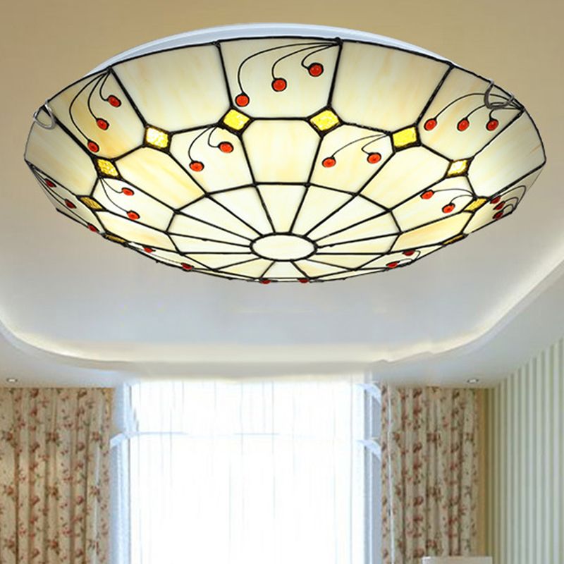 Tiffany Rustic Glass Flush Mount Ceiling Light Kitchen