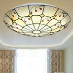 Tiffany Rustic Glass Flush Mount Ceiling Light Kitchen