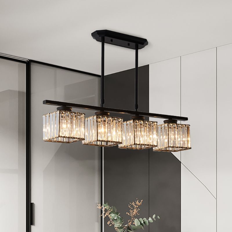Kristy Crystal Square Pendant Light 3/4 Heads