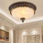 Arisha Retro Semicircular /Glass Flush Mount Ceiling Light, Bronze