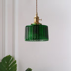 Valentina Retro LED Pendant Light Green Glass Dining Room