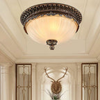 Arisha Retro Semicircular /Glass Flush Mount Ceiling Light, Bronze