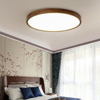 Muto Modern Geometric Walnut LED Flush Mount Ceiling Light