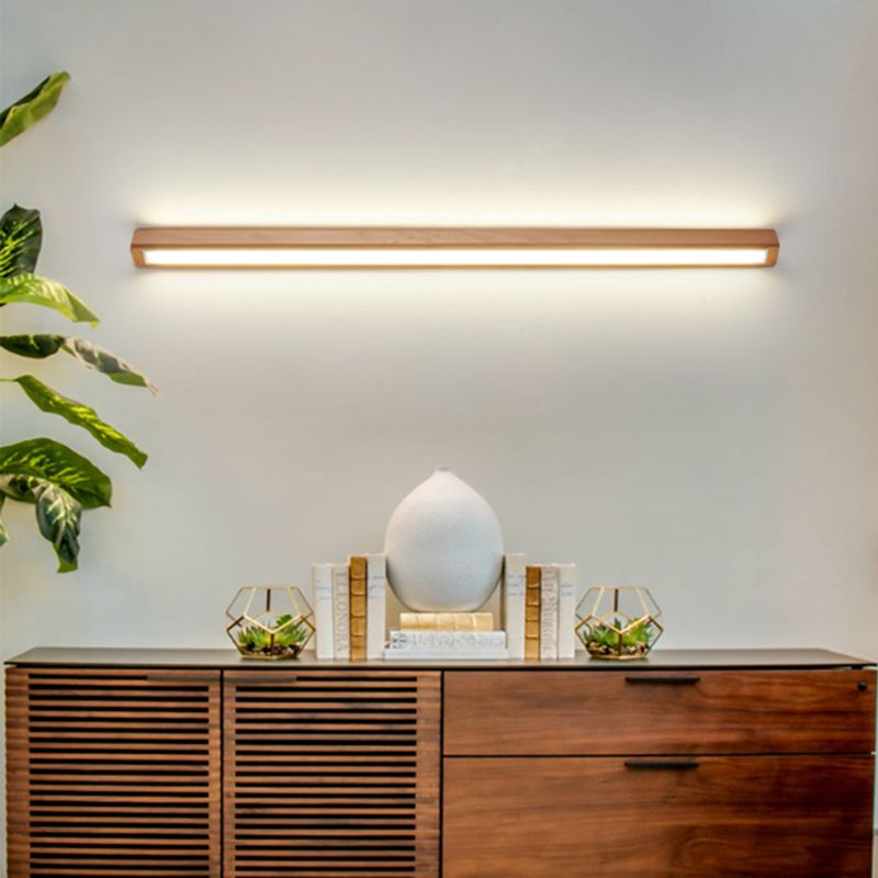 Muto Linear Mirror Wooden Front Vanity Wall Lamp Bedroom - Letslighting