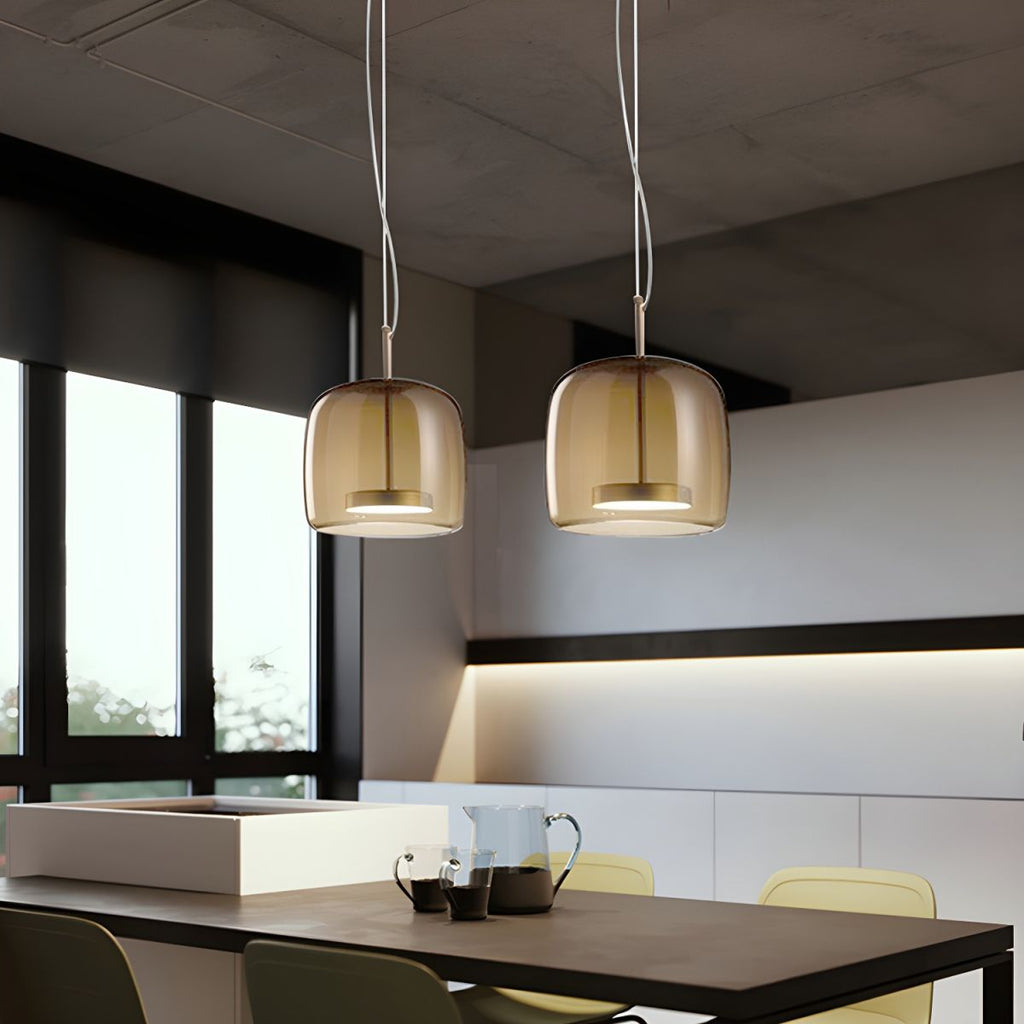 Valentina Minimalist Cylindrical /Glass Pendant Light, Kitchen