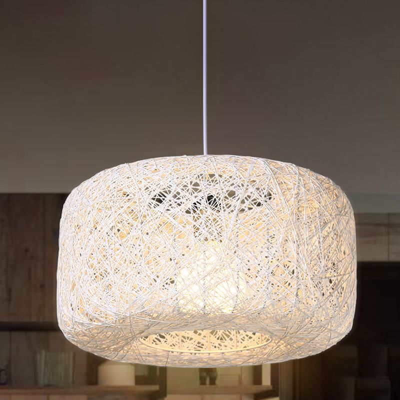 Ritta Natural Cylindrical Lantern Rattan Pendant Light, Hallway