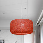 Ritta Natural Cylindrical Lantern Rattan Pendant Light, Hallway