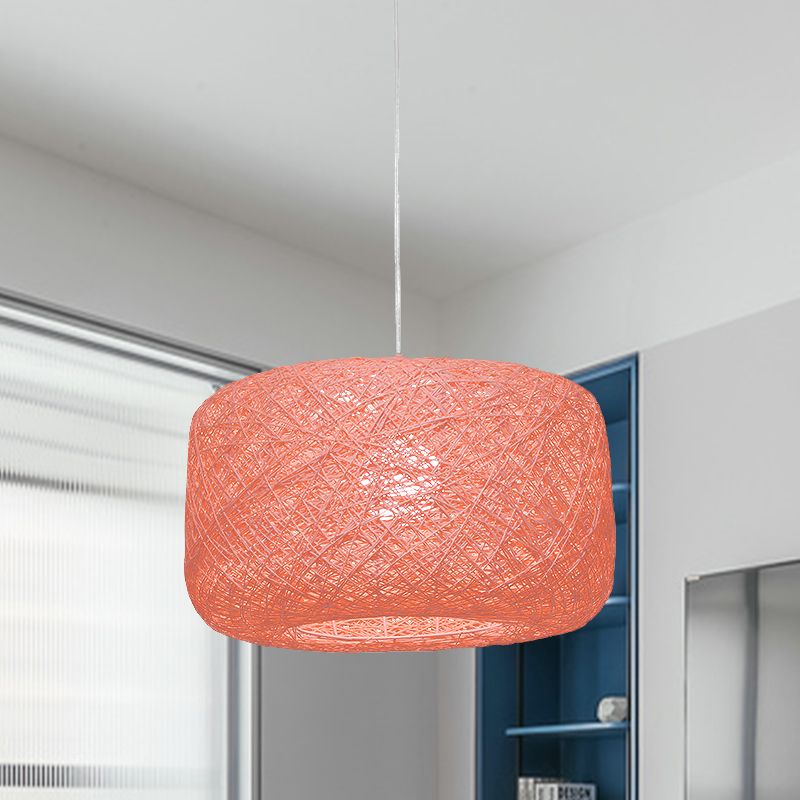Ritta Natural Cylindrical Lantern Rattan Pendant Light, Hallway