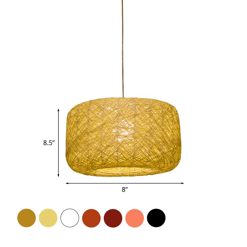 Ritta Natural Cylindrical Lantern Rattan Pendant Light, Hallway
