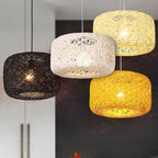 Ritta Natural Cylindrical Lantern Rattan Pendant Light, Hallway
