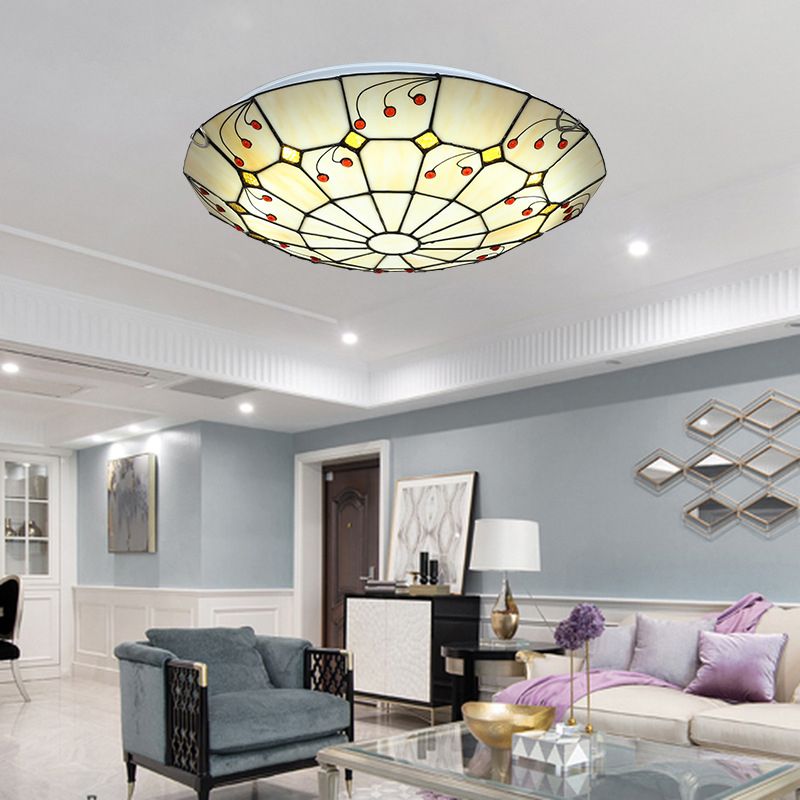 Tiffany Rustic Glass Flush Mount Ceiling Light Kitchen