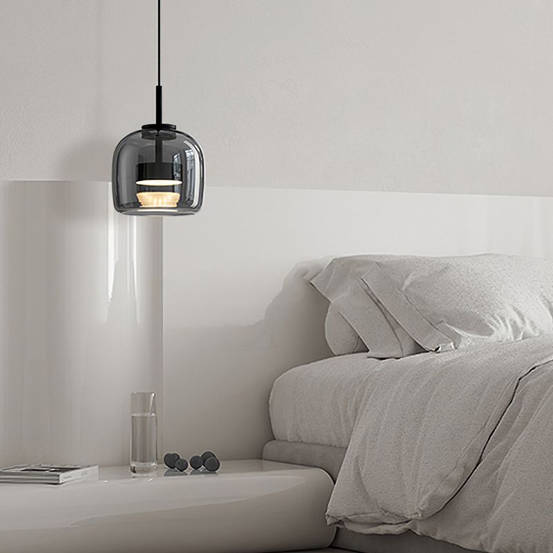 Valentina Minimalist Pendant Light Glass Smoke Gray - Letslighting