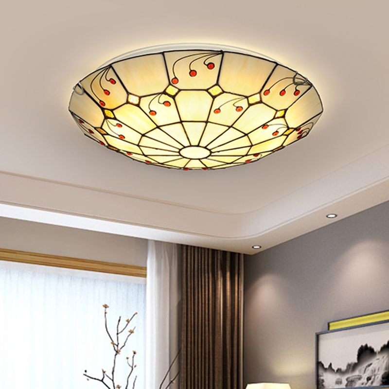 Tiffany Rustic Glass Flush Mount Ceiling Light Kitchen