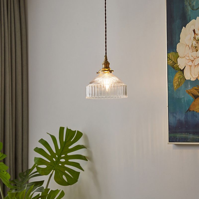 Arisha Pendant Light Dome Vintage Glass Brass Dining Room