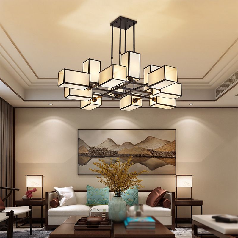 Arisha Pendant Light Square Retro Fabric Living Room