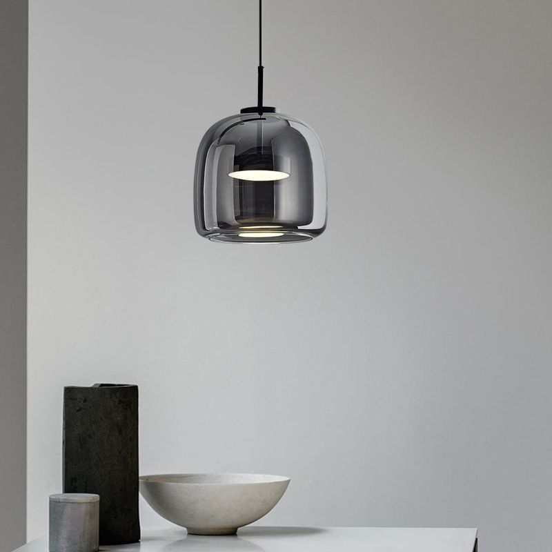 Valentina Minimalist Pendant Light Glass Smoke Gray - Letslighting