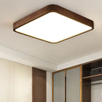 Muto Modern Geometric Walnut LED Flush Mount Ceiling Light