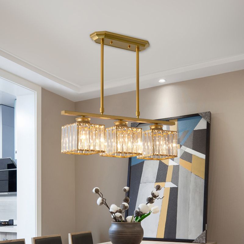Kristy Crystal Square Pendant Light 3/4 Heads