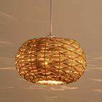 Ritta Retro LED Pendant Light Wood Rattan Bedroom Restaurant