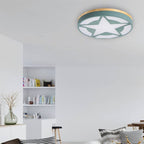 Arisha Modern Round Star Acrylic Wood Flush Mount Ceiling Light