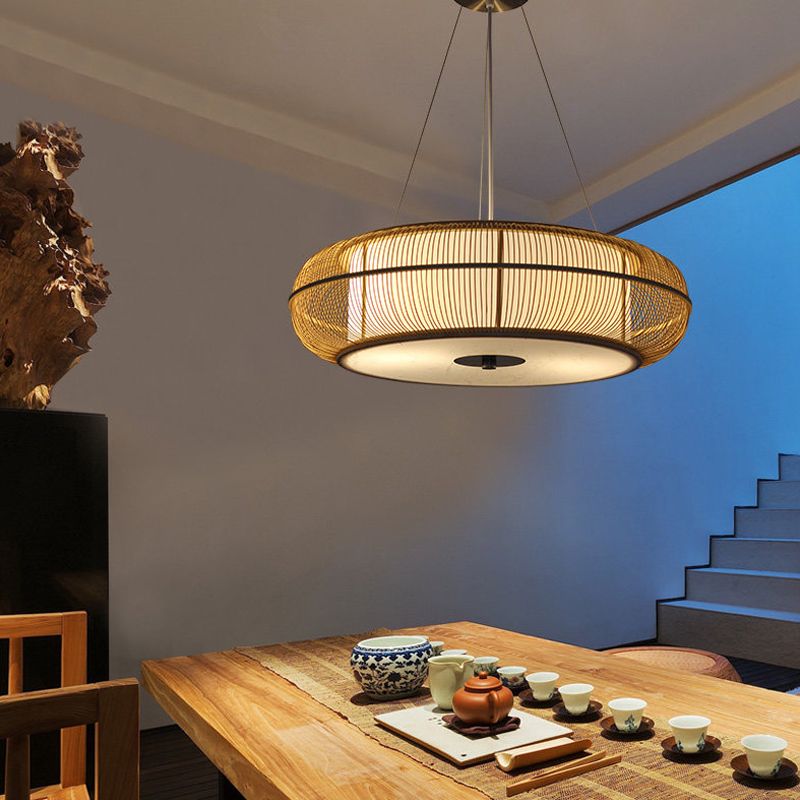 Muto Natural Basket Weave Wood/ Pendant Light
