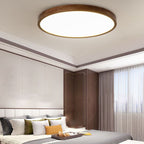 Muto Modern Geometric Walnut LED Flush Mount Ceiling Light