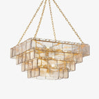 Aurora Chandelier Chain Champagne Piastre Glass Tiered