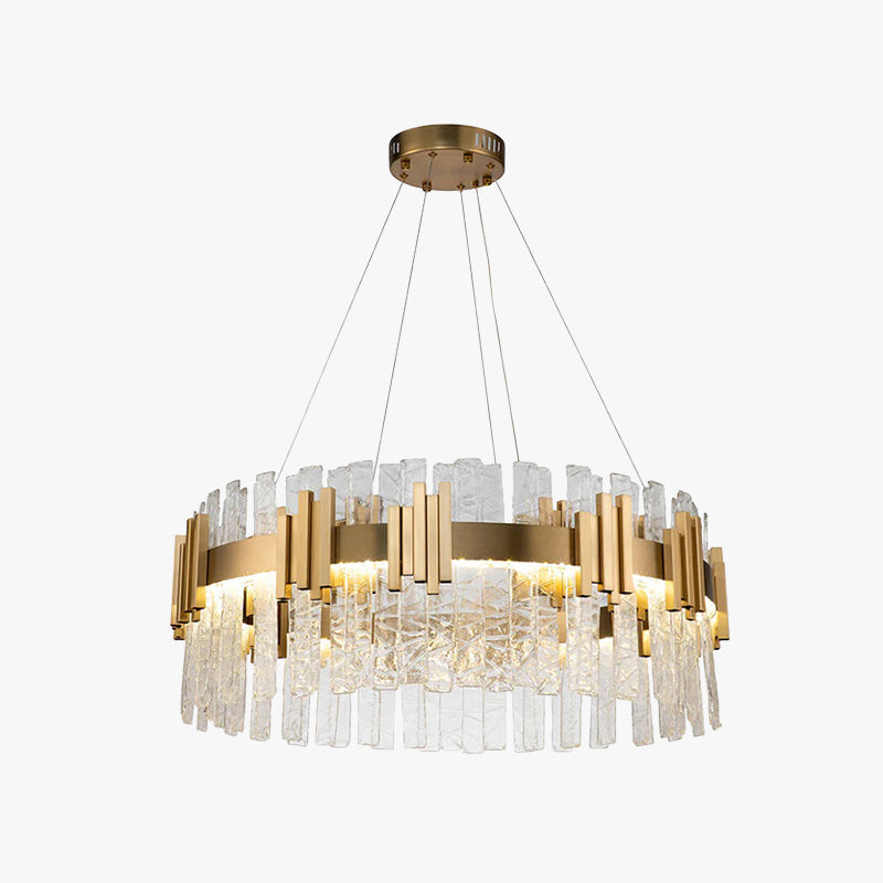 Kristy Mid Century Iron & Glass Chandelier Circle